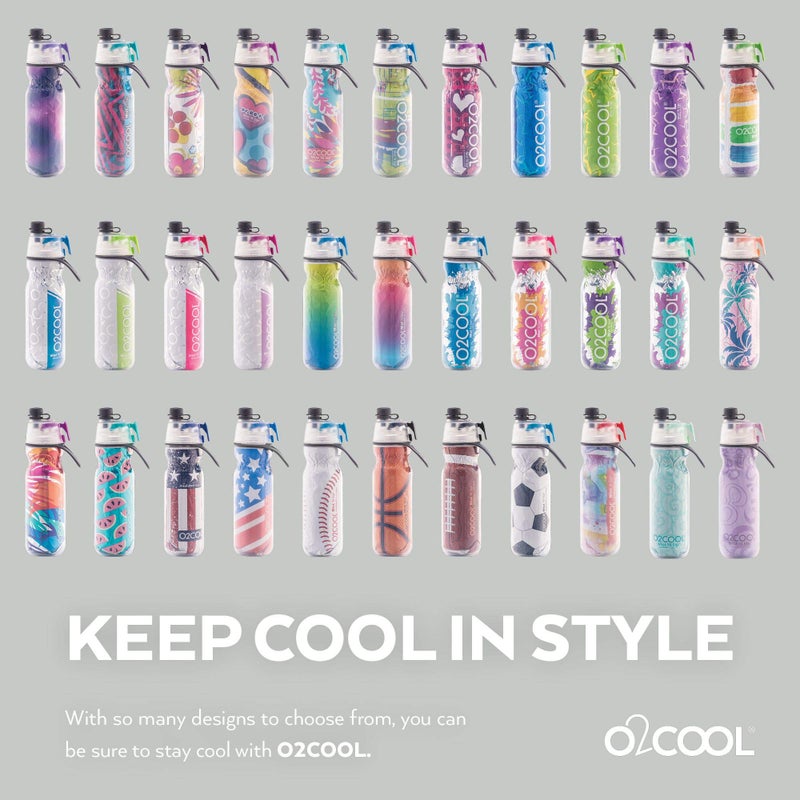 O2COOL Mist 'N Sip Misting Water Bottle 2-in-1 Mist And Sip Function With No Leak Pull Top Spout Reusable Sports Water Bottle - 20 oz (Tropical) - Image 5
